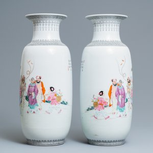 Two pairs of Chinese famille rose vases, Qianlong marks, Republic — 照片 9