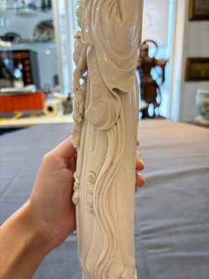 Two pairs of Chinese ivory 'elegant beauty' carvings, 'Da Hai 大海' mark, 19/20th C. — 照片 8
