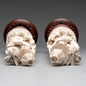 Two pairs of Chinese ivory 'elegant beauty' carvings, 'Da Hai 大海' mark, 19/20th C. — 照片 12