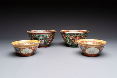 Two pairs of Chinese polychrome Bencharong bowls for the Thai market, 19th C.