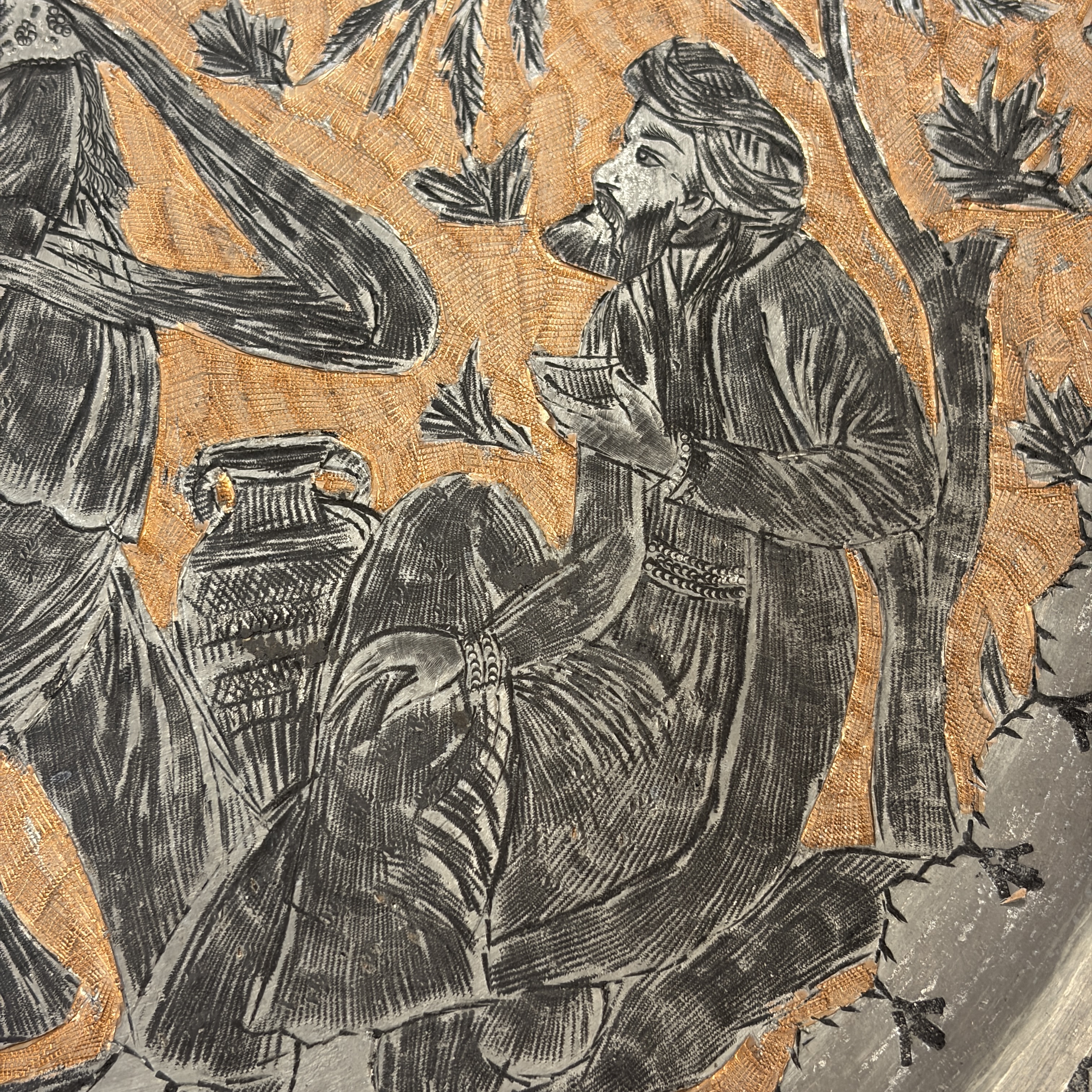 Two Persian engraved tinned-copper dishes — photo 10