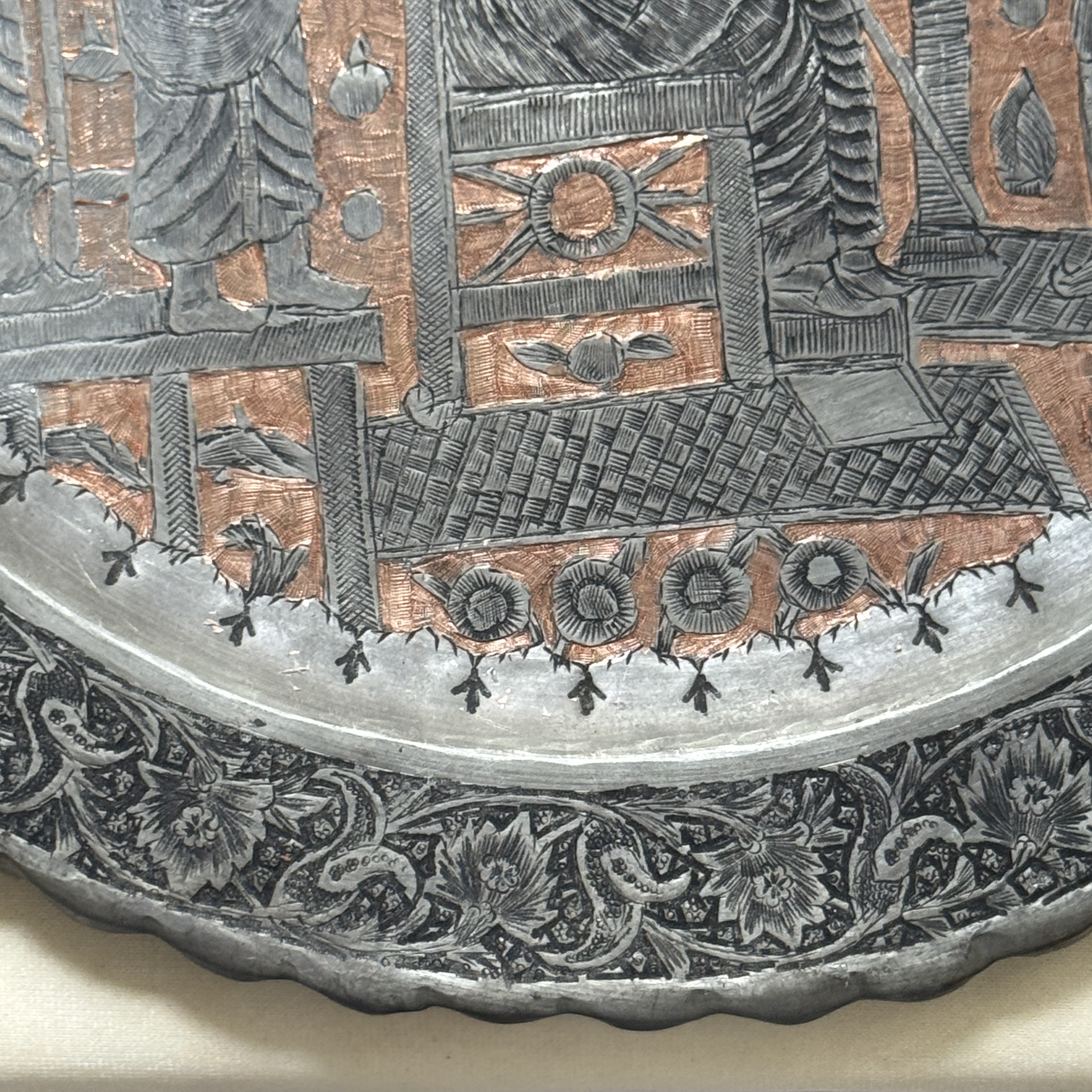 Two Persian engraved tinned-copper dishes — photo 12