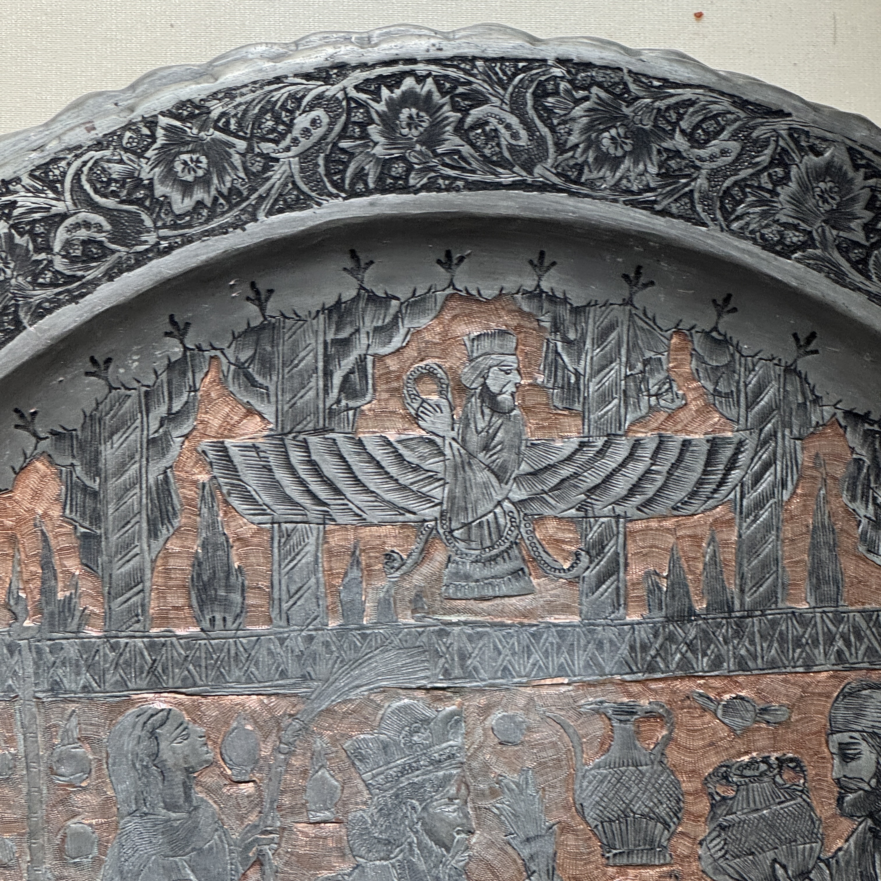 Two Persian engraved tinned-copper dishes — photo 15