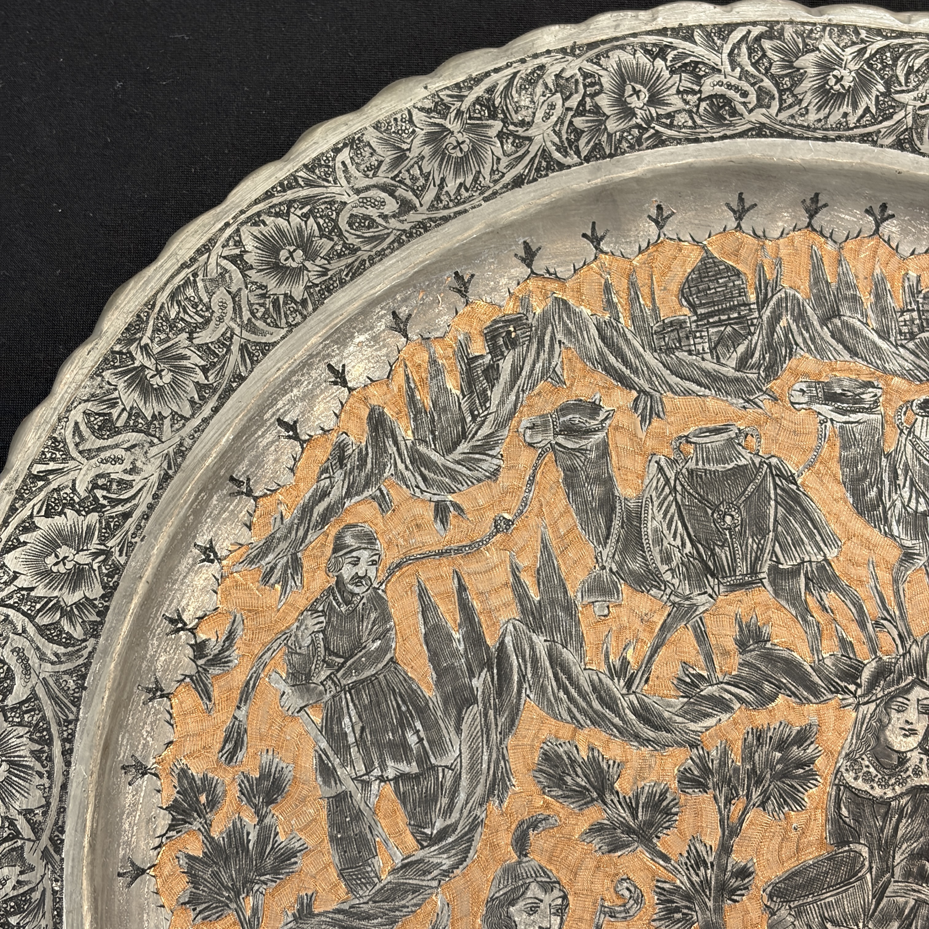 Two Persian engraved tinned-copper dishes — photo 2