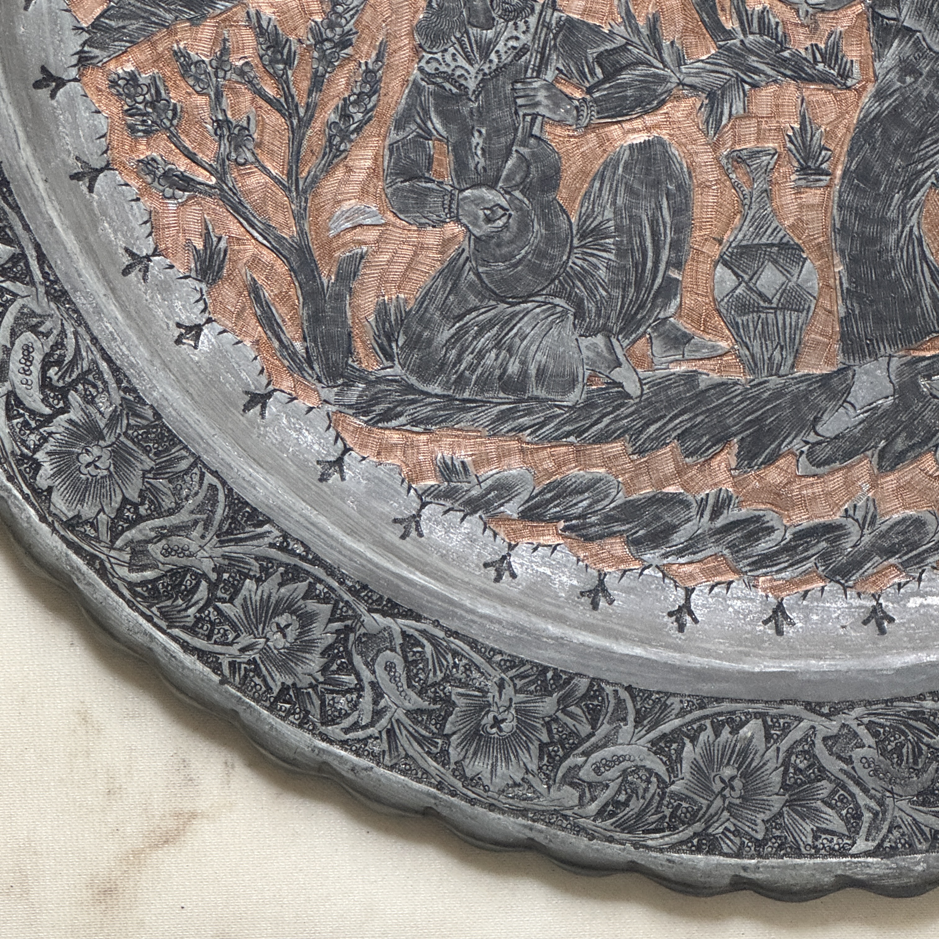 Two Persian engraved tinned-copper dishes — photo 21