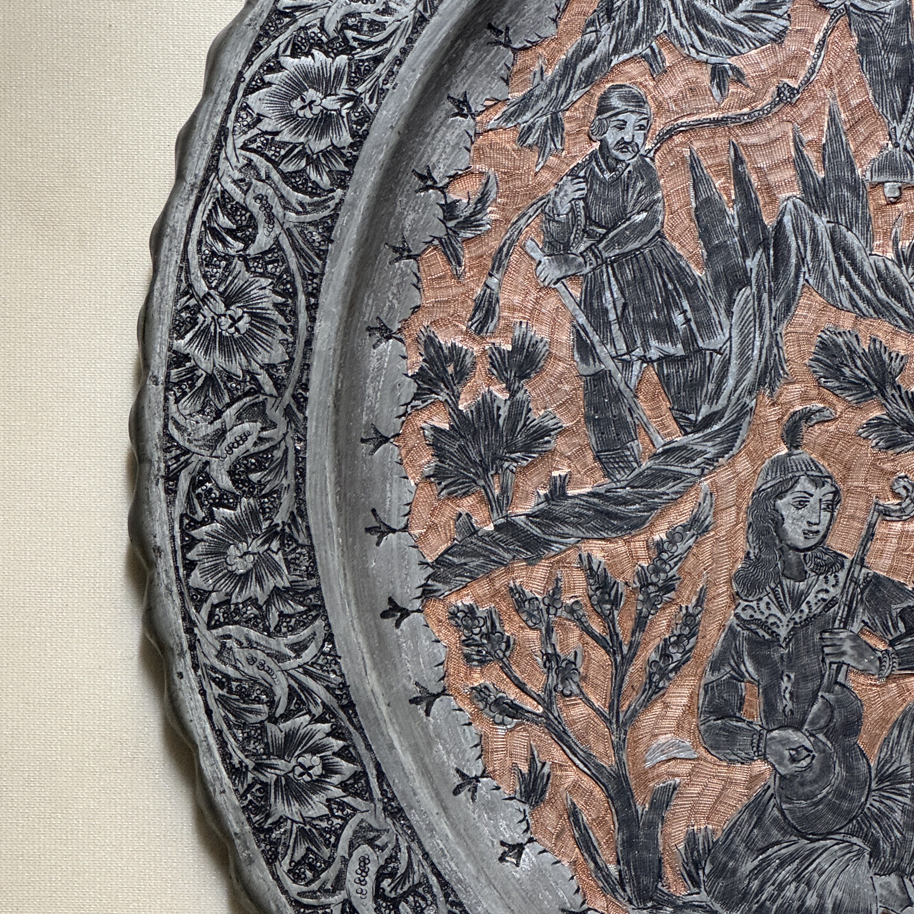 Two Persian engraved tinned-copper dishes — photo 22