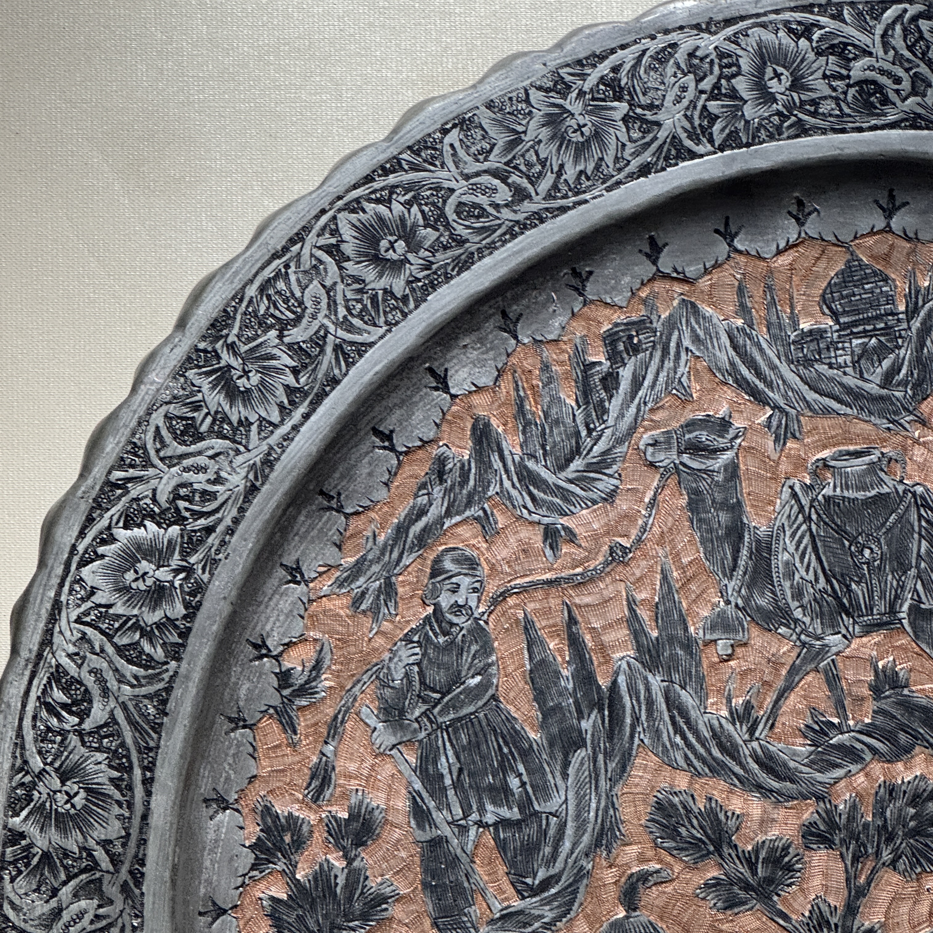 Two Persian engraved tinned-copper dishes — photo 23