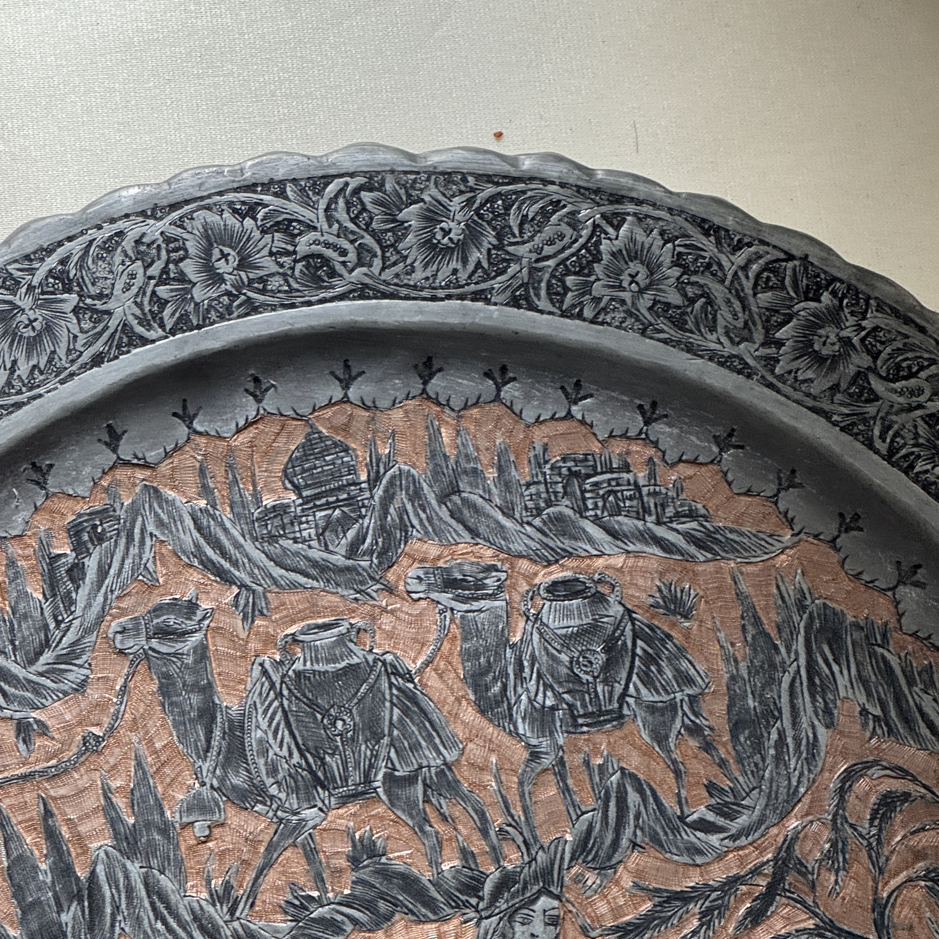 Two Persian engraved tinned-copper dishes — photo 24