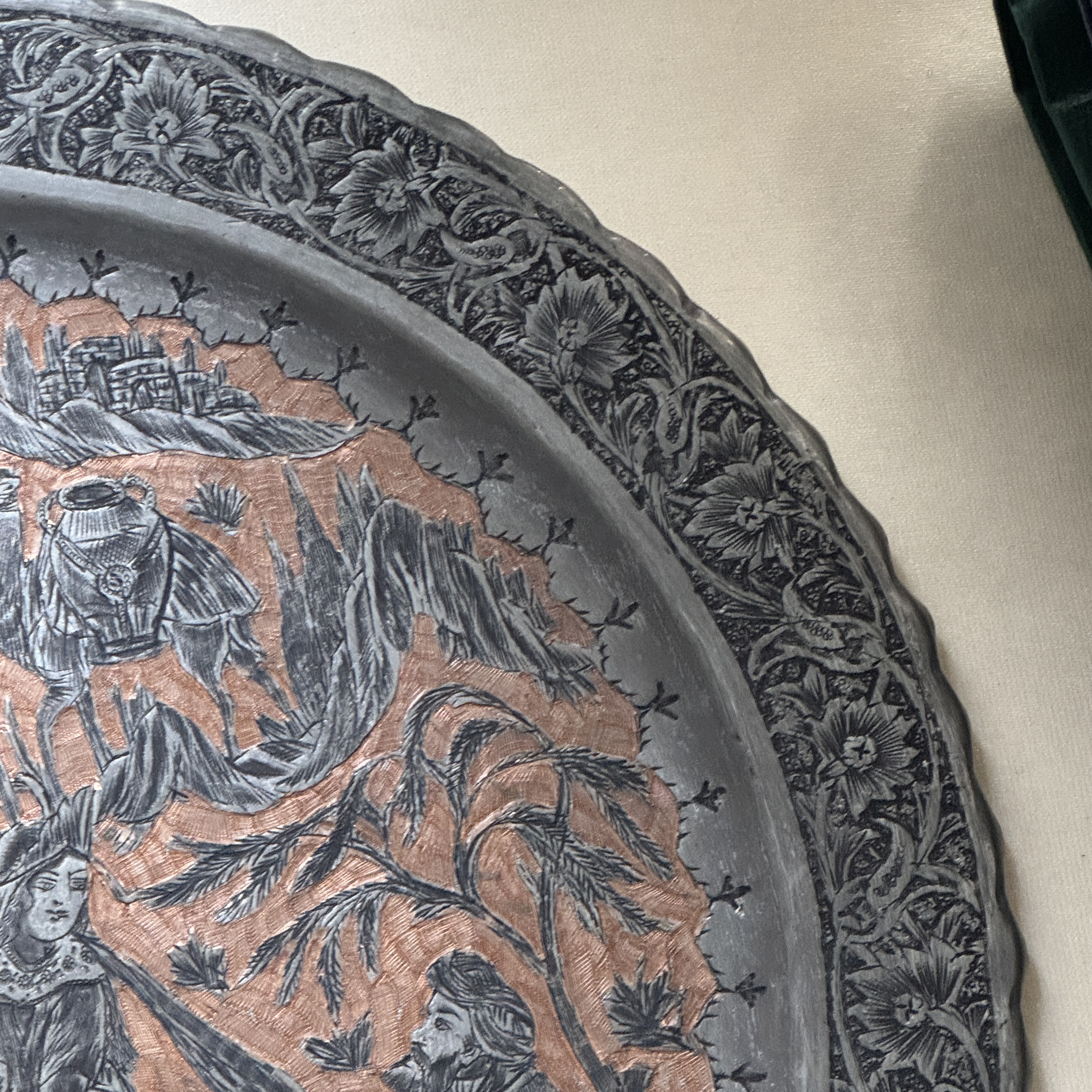 Two Persian engraved tinned-copper dishes — photo 25