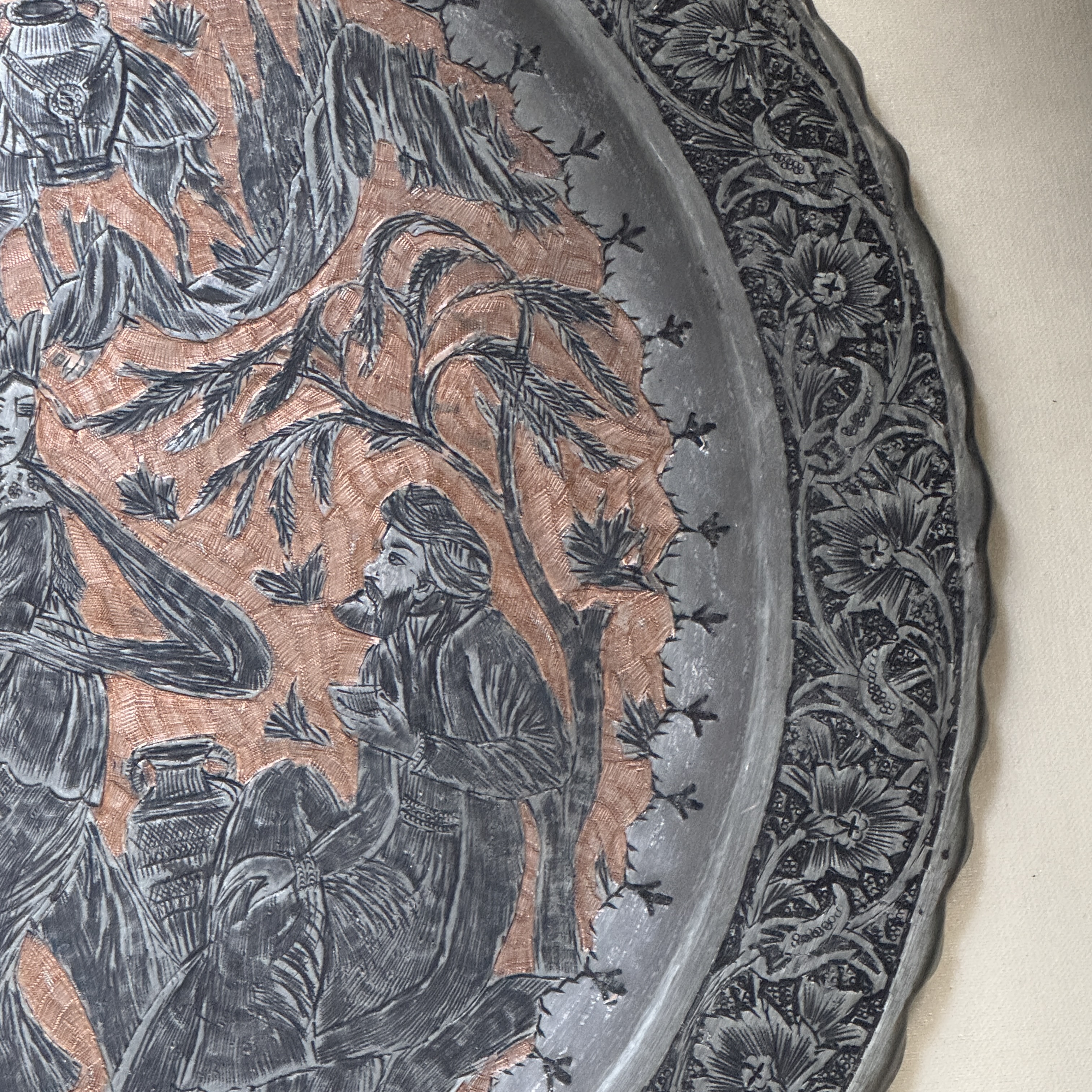 Two Persian engraved tinned-copper dishes — photo 26