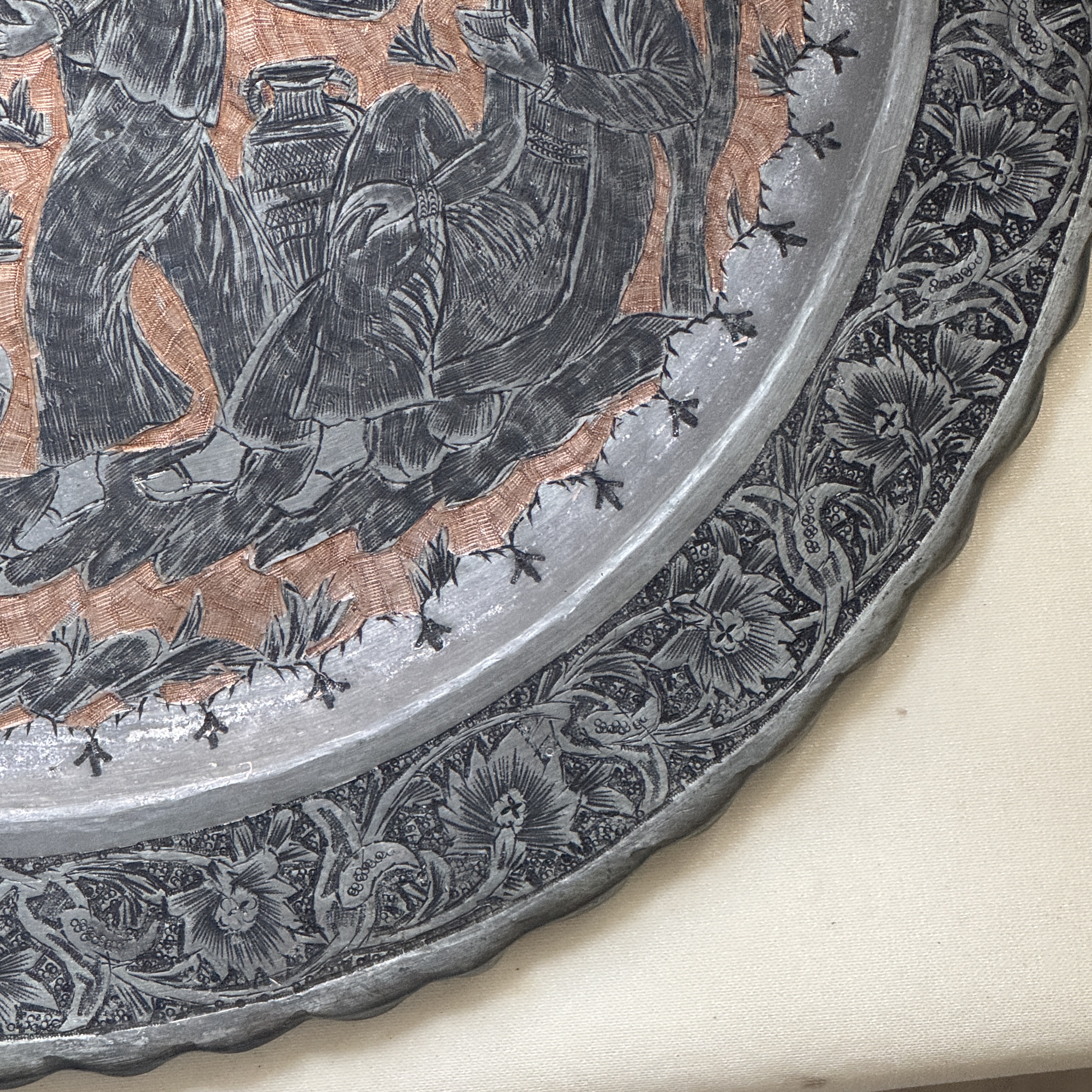 Two Persian engraved tinned-copper dishes — photo 27