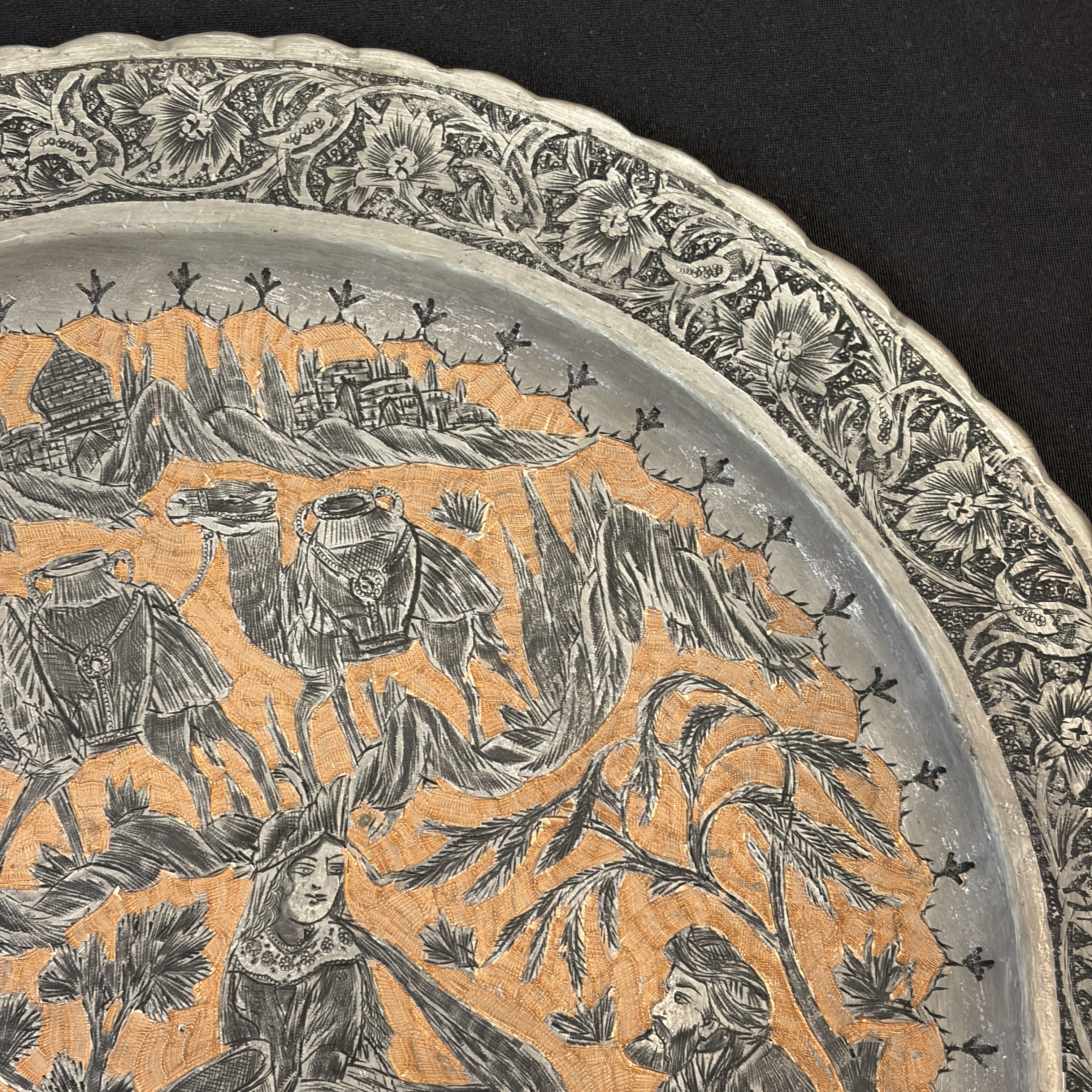 Two Persian engraved tinned-copper dishes — photo 4