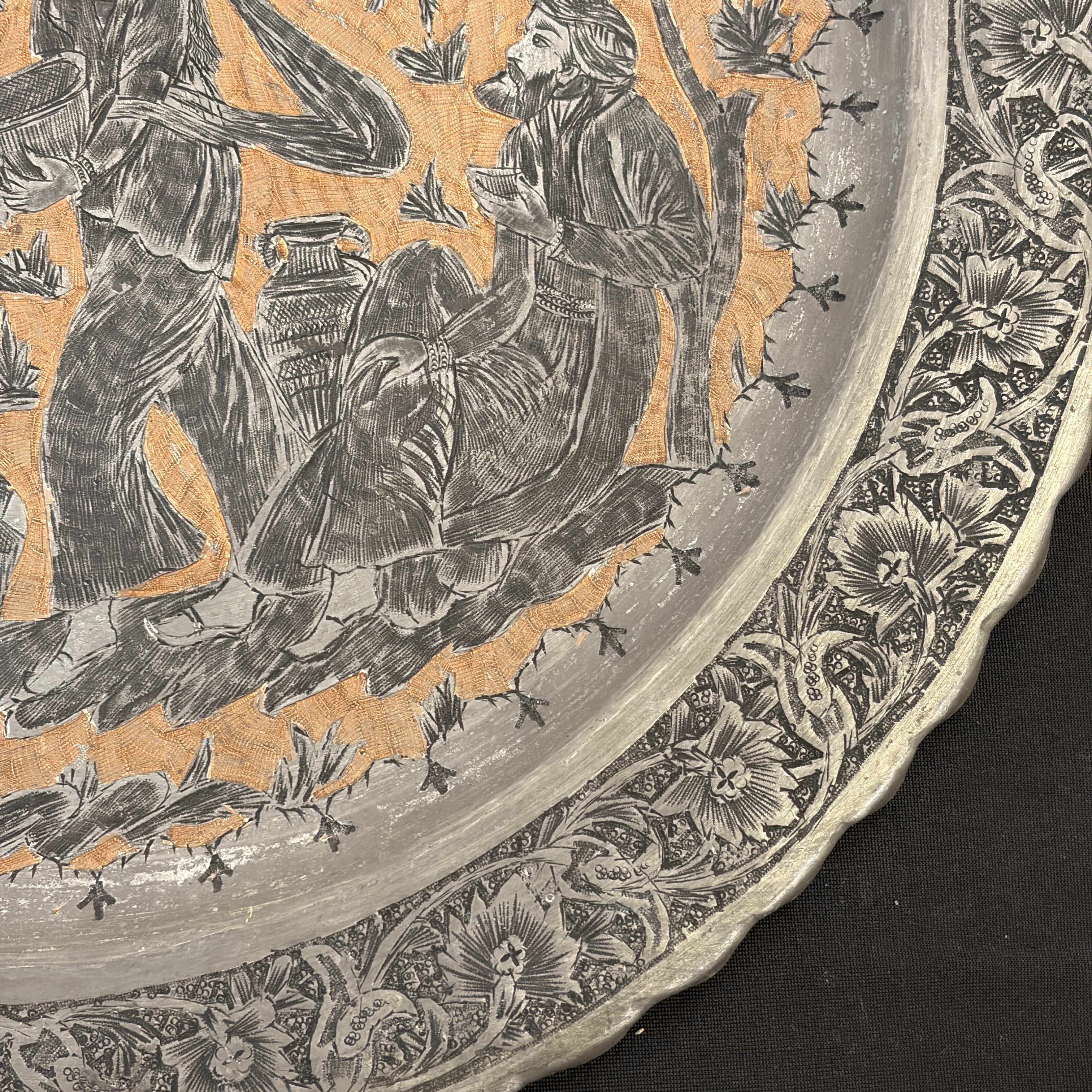 Two Persian engraved tinned-copper dishes — photo 5