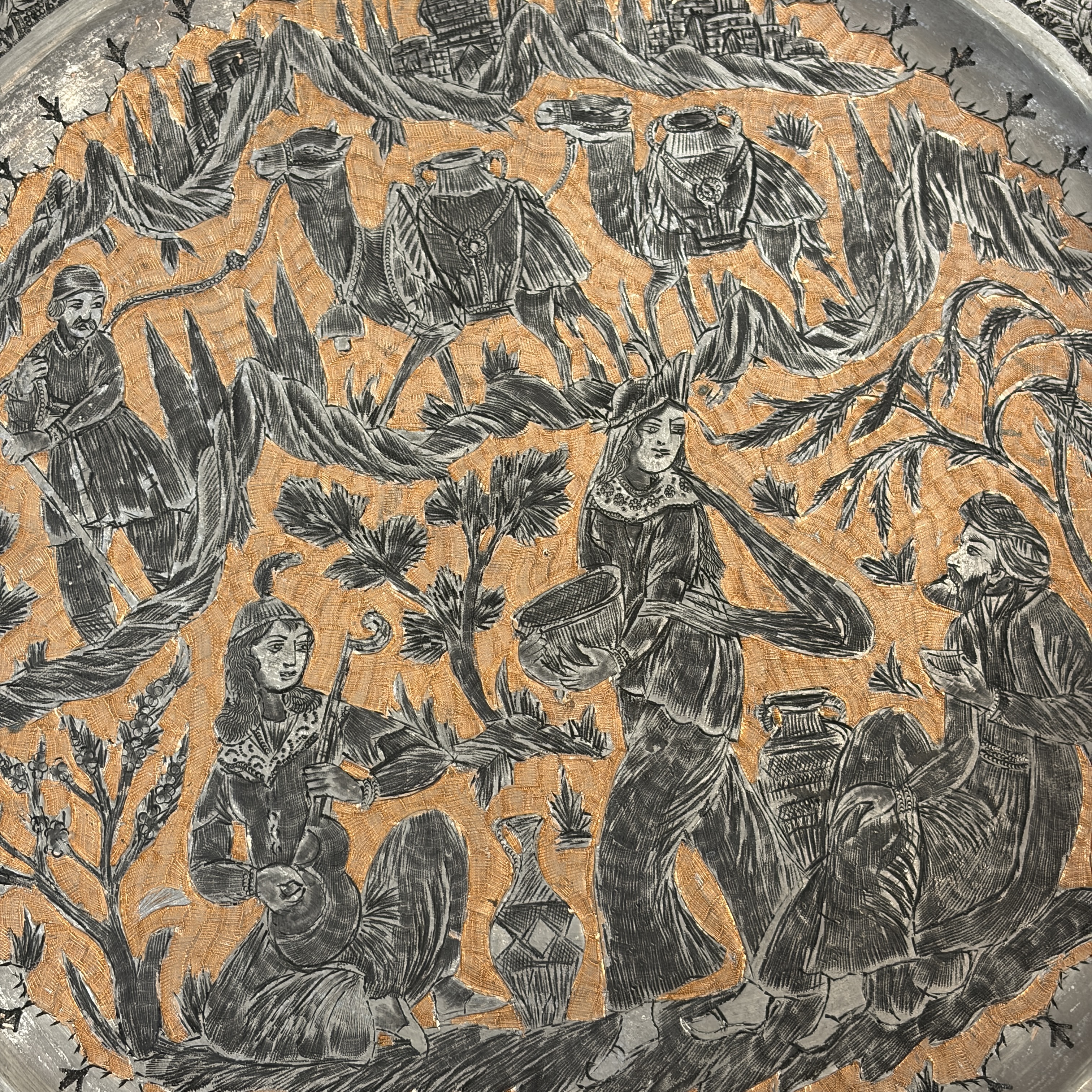 Two Persian engraved tinned-copper dishes — photo 6