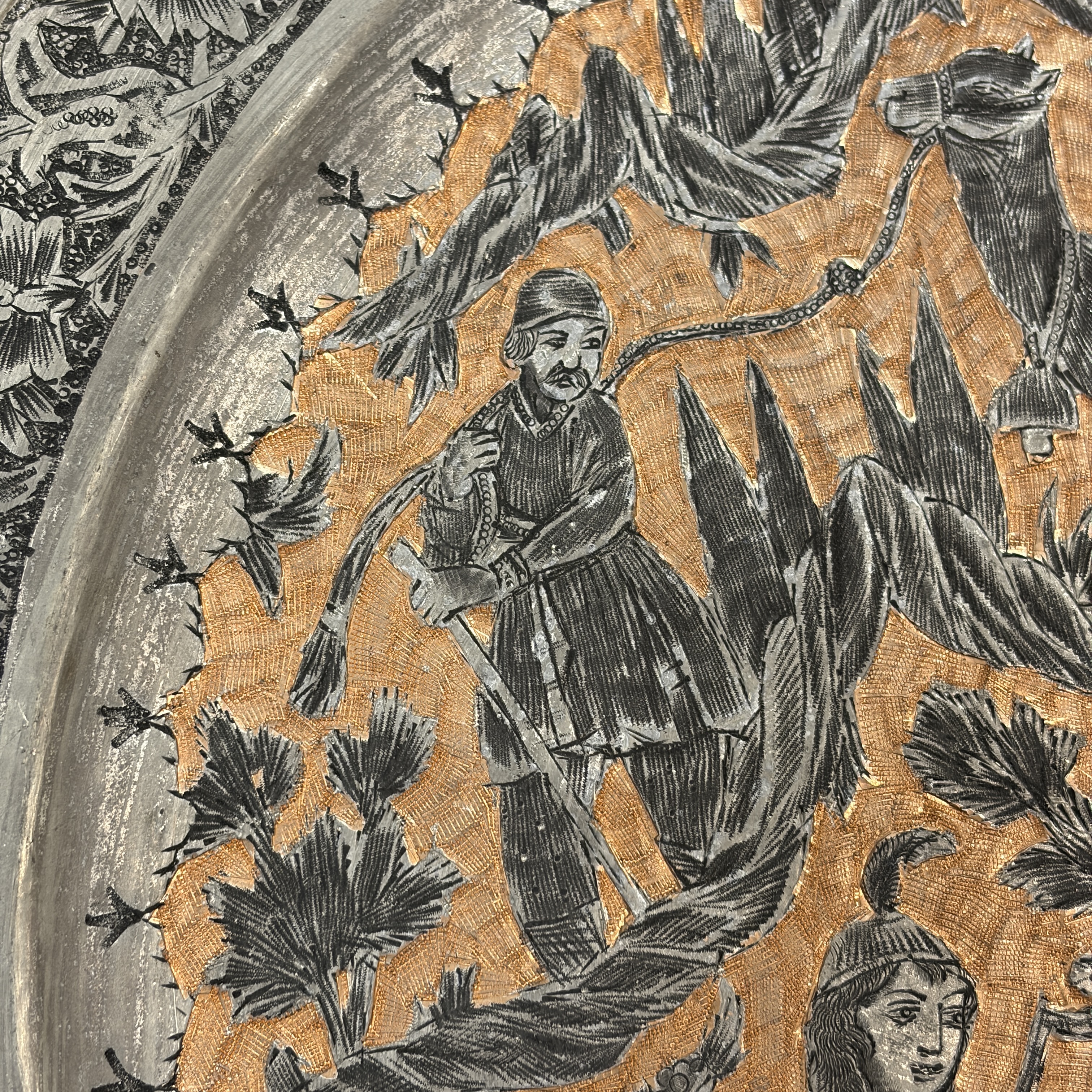 Two Persian engraved tinned-copper dishes — photo 7