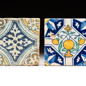 Two polychrome Antwerp maiolica tiles, ca. 1560 — photo 1