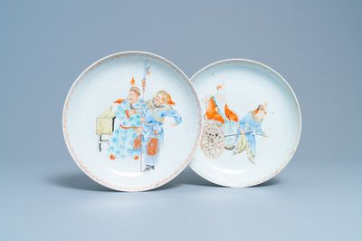 Two polychrome Chinese Canton dishes, 19th C.