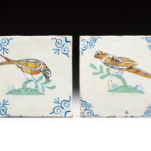 Two polychrome Dutch Delft 'bird' tiles, 17th C. — photo 1
