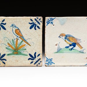 Two polychrome Dutch Delft 'bird' tiles, 17th C. — photo 1