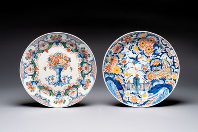 Two polychrome Dutch Delft dishes, 18th C.