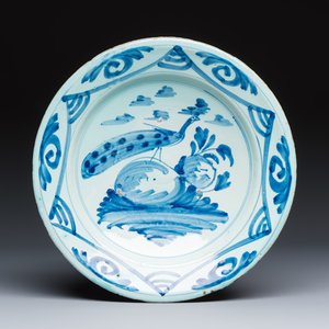 Two polychrome Dutch Delft dishes, a blue and white 'Peacock' dish and a tobacco jar — photo 8
