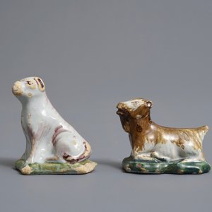 Two polychrome Dutch Delft miniatures of a dog and a goat, 18th C. — photo 2