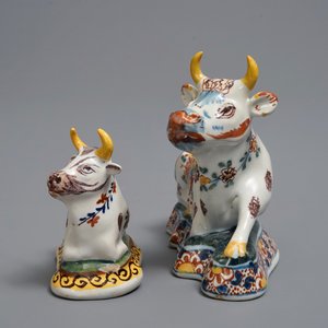 Two polychrome Dutch Delft models of recumbent cows, 18th C. — 照片 3