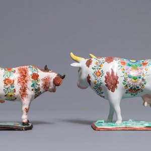 Two polychrome Dutch Delft petit feu cows on bases, 18th C. — photo 4