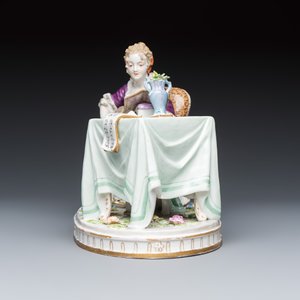 Two polychrome 'Hand Kiss' and 'Musician' porcelain groups — foto 9