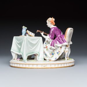 Two polychrome 'Hand Kiss' and 'Musician' porcelain groups — foto 10