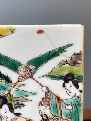 Two rectangular Chinese famille verte plaques, Kangxi — 照片 5