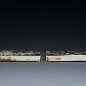 Two rectangular Chinese famille verte plaques, Kangxi — 照片 3