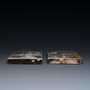 Two rectangular Chinese famille verte plaques, Kangxi — 照片 6