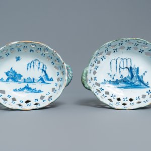 Two reticulated polychrome Brussels faience baskets, 18th C. — 照片 2