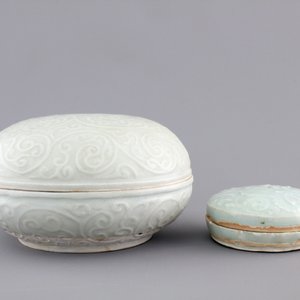 Two round Qingbai boxes with covers, Song and Yuan Dynasty — foto 2