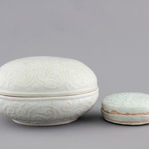 Two round Qingbai boxes with covers, Song and Yuan Dynasty — foto 4