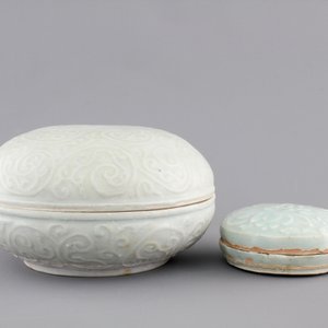 Two round Qingbai boxes with covers, Song and Yuan Dynasty — foto 5
