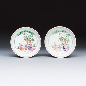 Two sets of Chinese export famille rose 'Cherry Pickers' tea bowls and saucers — foto 2