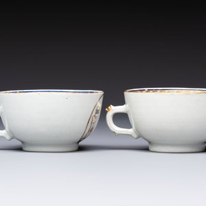 Two sets of Chinese export monogrammed polychrome cups and saucers, Qianlong/Jiaqing — photo 7