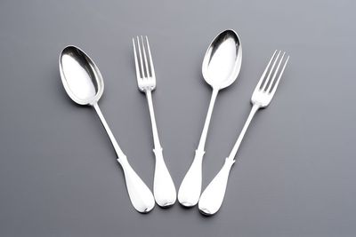 Two sets of silver spoons and forks, Bruges, dated (17)94