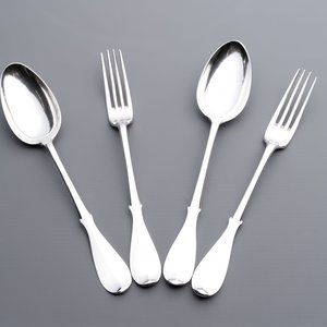Two sets of silver spoons and forks, Bruges, dated (17)94 — photo 1