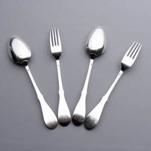 Two sets of silver spoons and forks, Bruges, dated (17)94 — photo 2