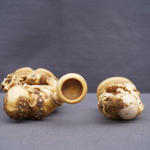 Two signed Japanese ivory okimono, Meiji, 19th C. — 照片 8