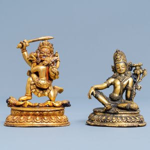Two Sino-Tibetan gilt bronze figures, 19th C. — 照片 2