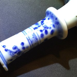 Two small Chinese blue and white candlesticks, Kangxi — 照片 10
