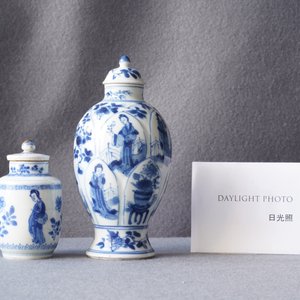Two small Chinese blue and white 'Long Eliza' vases and covers, Kangxi — 照片 7