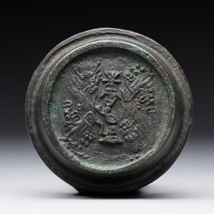 Two small Chinese bronze brush washers, Dong Chang Qi 董昌器 and Da Xiang Yuan Nian 大象元年 marks, Yuan/Ming — photo 11