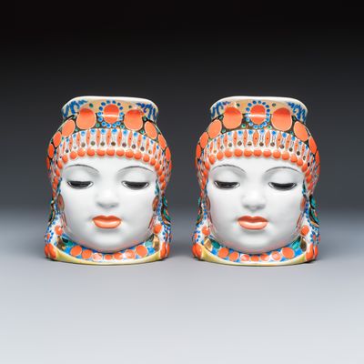 Two Soviet Lomonosov porcelain jugs, Natalie Danko, Russia, 20th C.