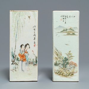 Two square Chinese qianjiang cai hat stands, 19/20th C. — 照片 1
