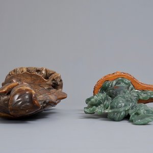 Two tall Chinese carved jade and soapstone figures, 19/20th C. — photo 6